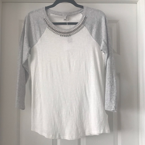 J.CREW JEWELED BASEBALL TEE - Picture 3 of 3